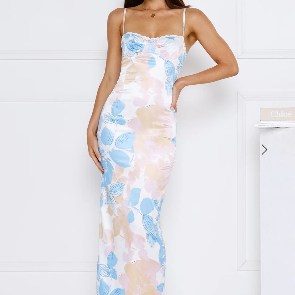 Hello Molly Blue and Cream Floral Maxi Dress